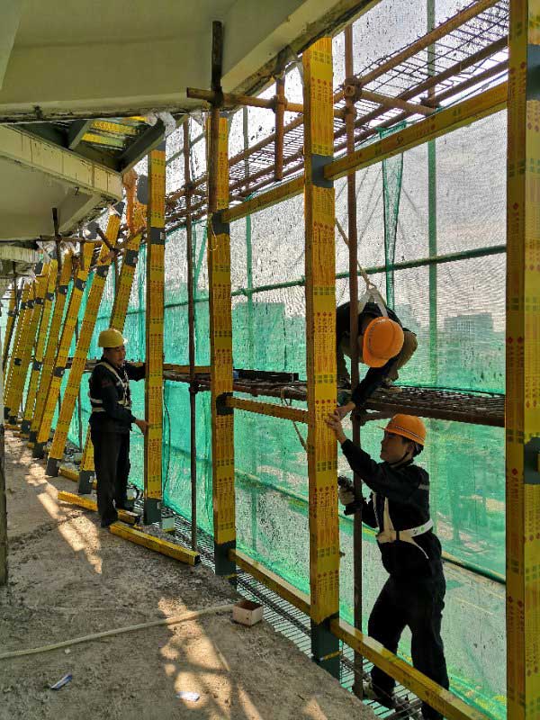 Glass curtain wall under construction